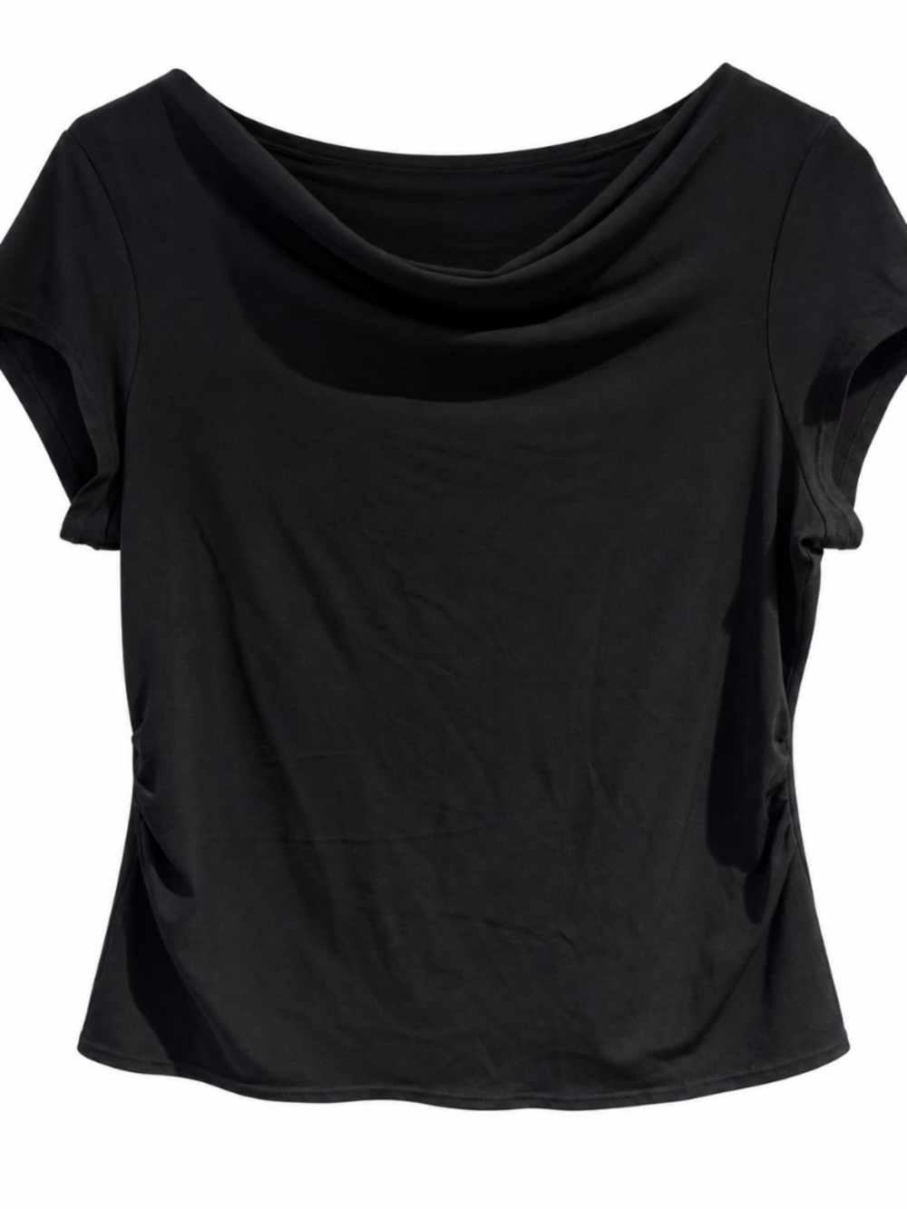 Alfani Black Cowl Neck Short Sleeve Blouse Large